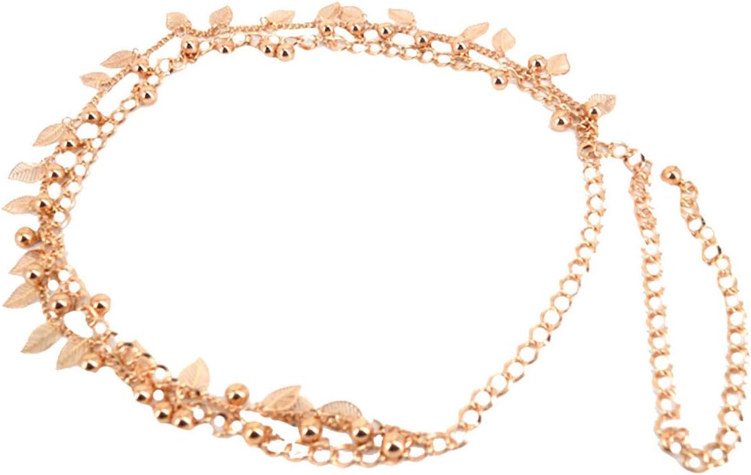 Rebecca Fashion Women Metal Chain Dress Belt Decorated Skinny Waist Belt Golden Silver Waistband Dress Accessory