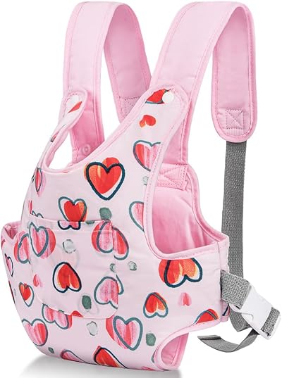 Aolso Baby Doll Carrier Soft Cotton Front Back Adjustable Straps Pink 14-18 in