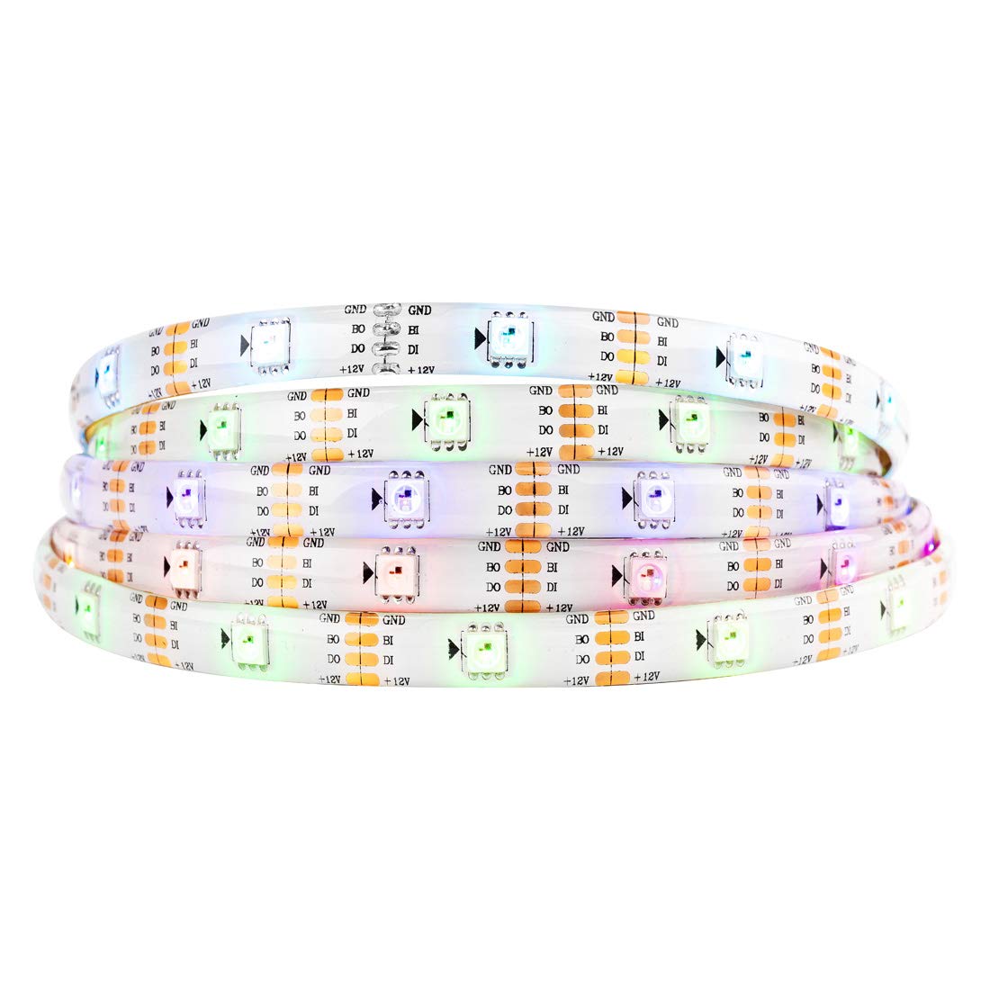 BTF-LIGHTING WS2815 Upgraded WS2812B Individually Addressable 16.4ft 5M 150 Pixels IP65 Silicone Coating Waterproof Magic Dream Color RGB LED Flexible Strip Light 5050 SMD Dual White PCB Signal DC12V
