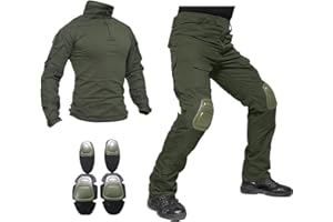 Lilychan Mens Tactical Military Suits Long Sleeve Rip-Stop Uniforms Combat Shirt and Pants Elbow Knee Pads