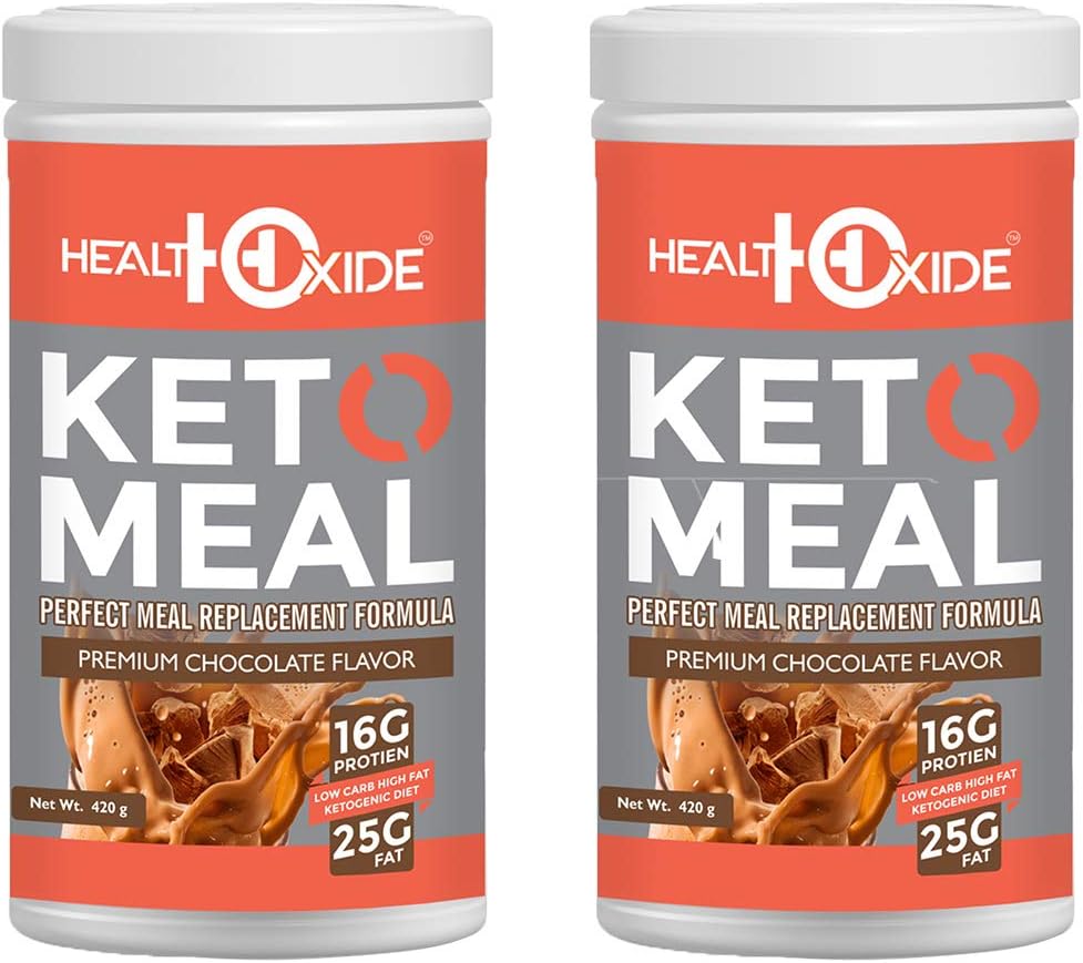 HealthOxide Ketogenic Diet - Perfect Meal Replacement Shakes for Good Health – 420 g (Chocolate) (PACK OF 2)