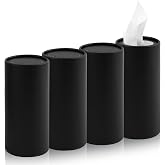 4PCS Car Tissue Holder for Car Cup Holder,Minimalist Ccar Tissues Cylinder of Travel Tissues Replace 50 Facial Tissue,Universal Ccar Accessories Ccar Tissue Box for Most Vehicles (4 Pure Black)