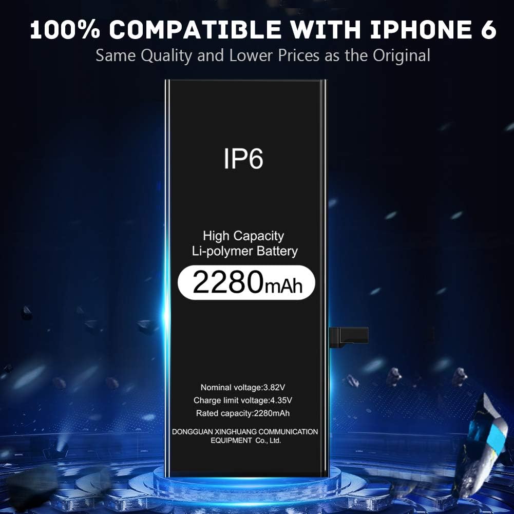 Olixm 2280mAh Battery Replacement Compatible with iPhone 6, 0 Cycle High Capacity Li-Polymer A1549 A1586 A1589 Rechargeable Battery with Complete Repair Tool Kit Adhesive and Instructions: Home Audio & Theater