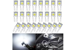 UNXMRFF 25-Pack 194 LED Light Bulb, Super Bright T10 LED Bulb White, 2825 Bulb 5050 Chipset 5-SMD, W5W 168 LED Bulbs Replacement for 12V Car Interior Dome Map Door Courtesy License Plate Lights