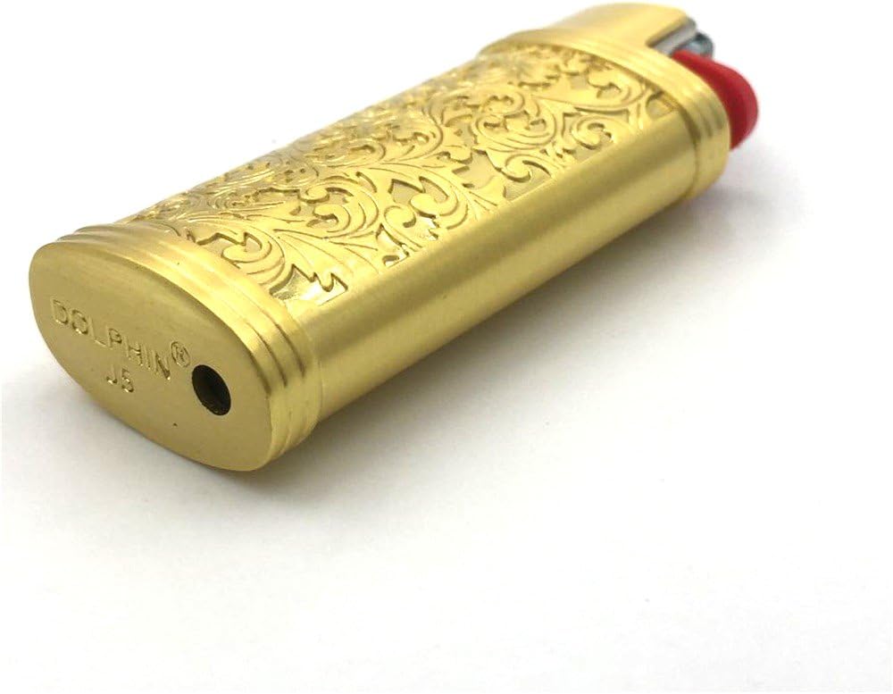 Lucklybestseller Vintage Floral Metal Lighter Case Cover Holder For Mini Bic Lighter J5 Bronze House Supplies Kurrasports Lighters Matches
