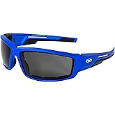Global Vision Sly Motorcycle ATV Padded Riding Glasses Sunglasses with Smoke Lenses and Blue Metallic Frames