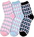 HASLRA Check Soft Warm Microfiber Fuzzy Socks 3 Pairs (Mix1)
