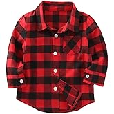 Kids Little Boys Girls Baby Long Sleeve Button Down Red Plaid Flannel Shirt Plaid Girl Boy NB-6T
