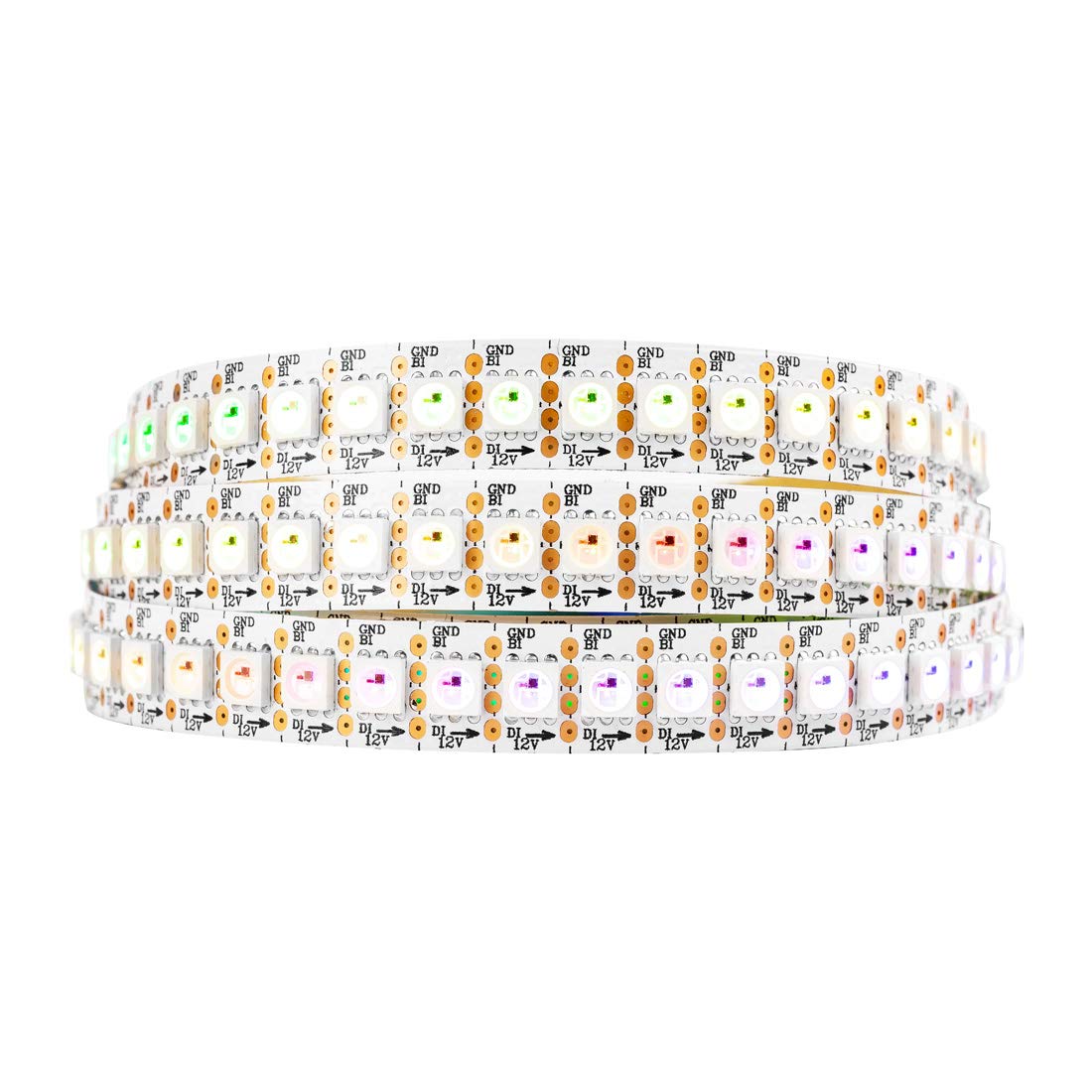 BTF-LIGHTING WS2815 Individually Addressable Upgraded WS2812B 3.2ft 144 Pixels RGB LED Flexible Strip Light Programmable 5050 SMD Dual Signal Magic Dream Color DC12V White PCB IP30 Non-Waterproof