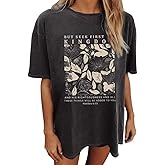 Wildflowers Shirt for Women Oversized Vintage Floral T Shirts Inspirational Graphic Tees Summer Casual Loose Beach Tops
