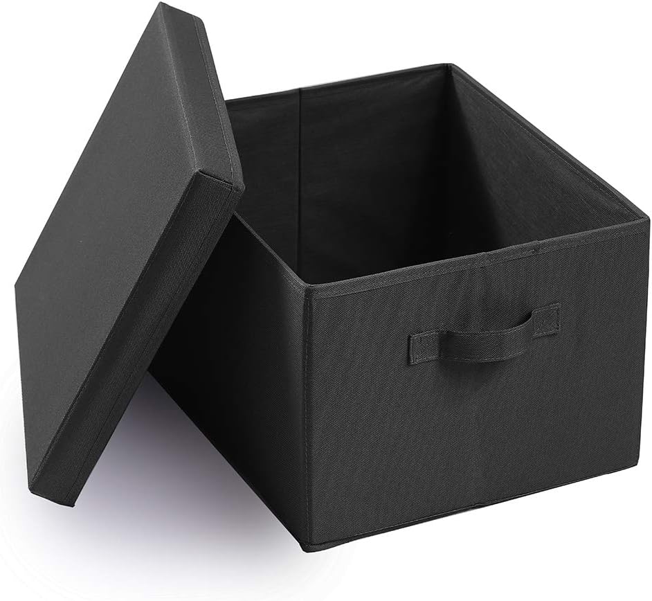SEMAXE Collapsible File Storage Organizer, Decorative Linen Filing & Storage Office Box,Letter/Legal,Charcoal,1 Pack