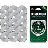 HEADLEY TOOLS 45mm Rotary Cutter Blades 15 Pack Fits Olfa, Fiskars, Replacement Rotary Blade for Arts Crafts Quilting Scrapbooking Sewing, Sharp and Durable