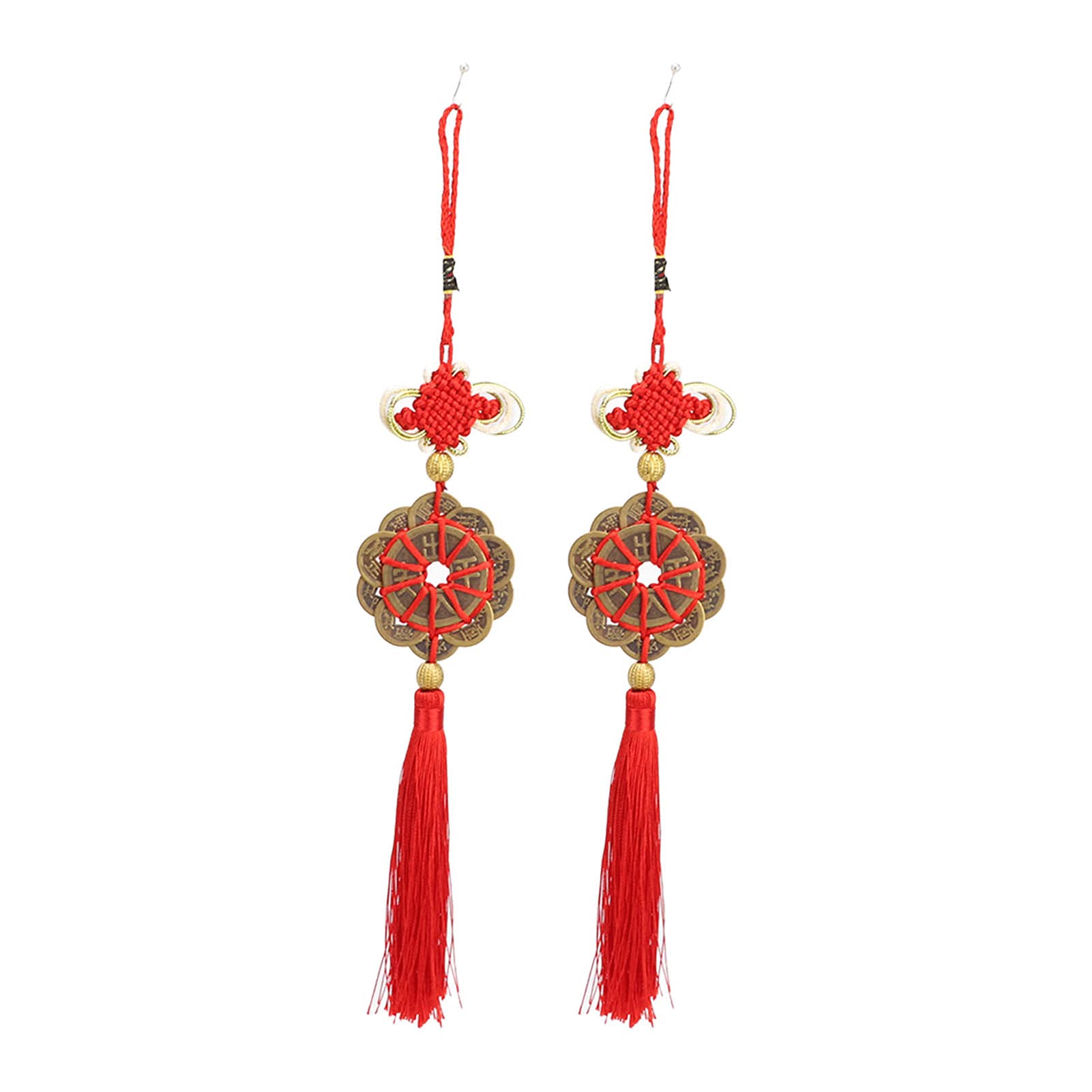 2pcs Red String Chinese Feng Shui Brass Copper Coins Fortune Coin for Lucky Wealth Success Good Luck Gifts