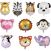 LZYMSZ 10PCS Animal Balloons, 25Inch Giant Zoo Animal Balloons Kit, Jungle Safari Animals Theme Birthday Party Decorations for Kids Gift Baby Shower Party Supplies