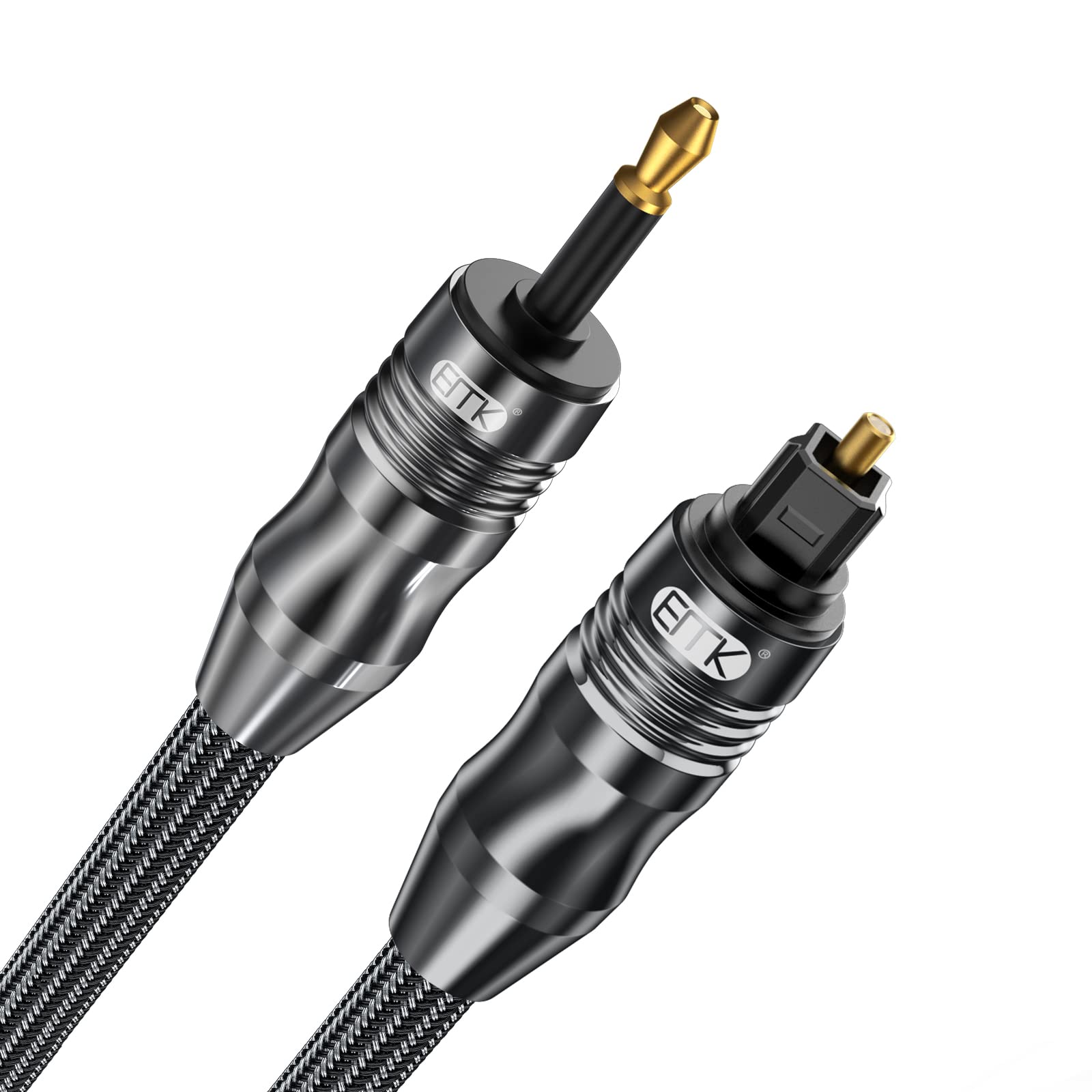 EMK Digital Sound Toslink to Mini Toslink Cable 3.5 SPDIF Optical Cable [Not a 3.5mm Aux] Optical Audio Cable (Straight Black, 1M)