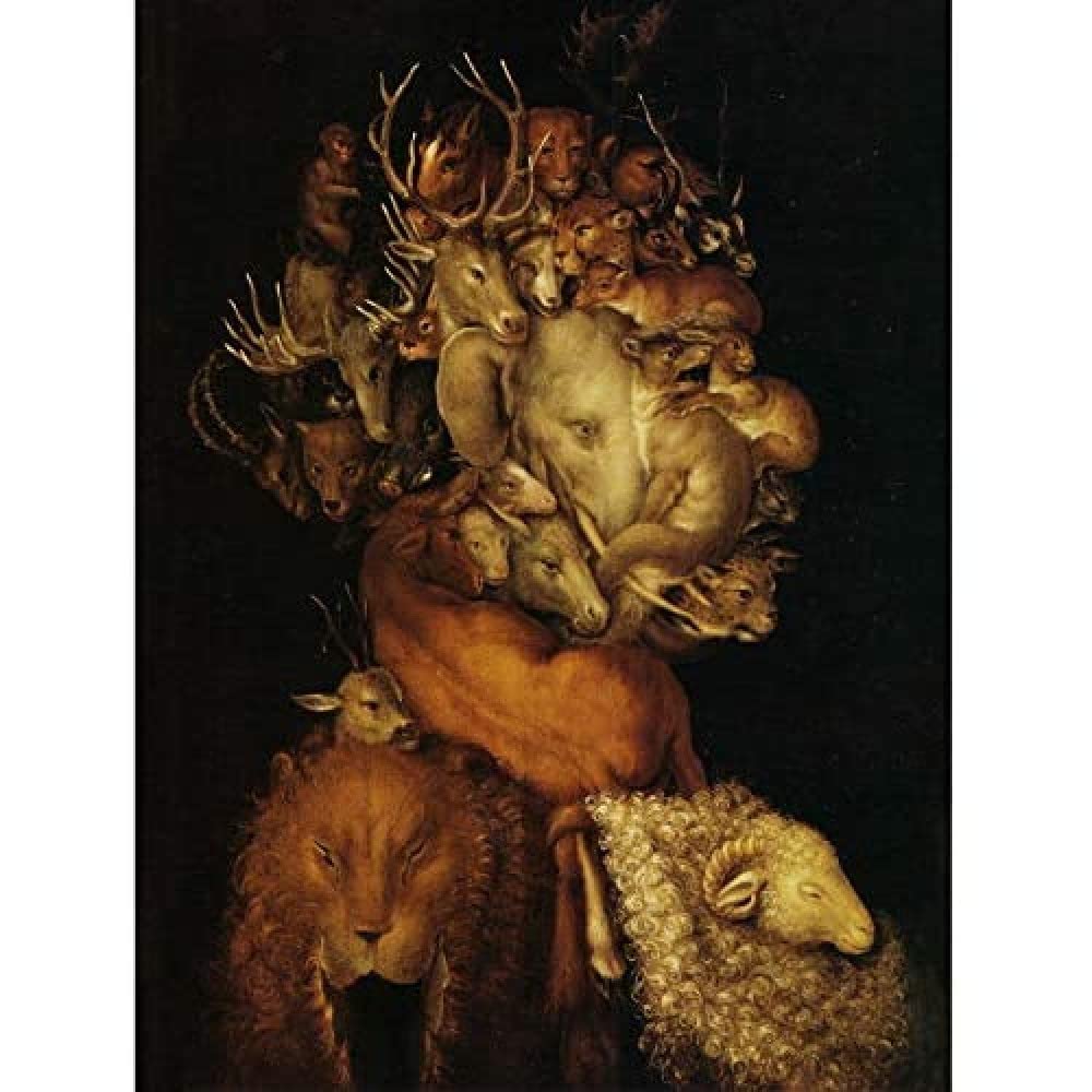 Artery8 Arcimboldo Earth Land Animals Portrait Surreal Painting Art Print Canvas Premium Wall Decor Poster Mural