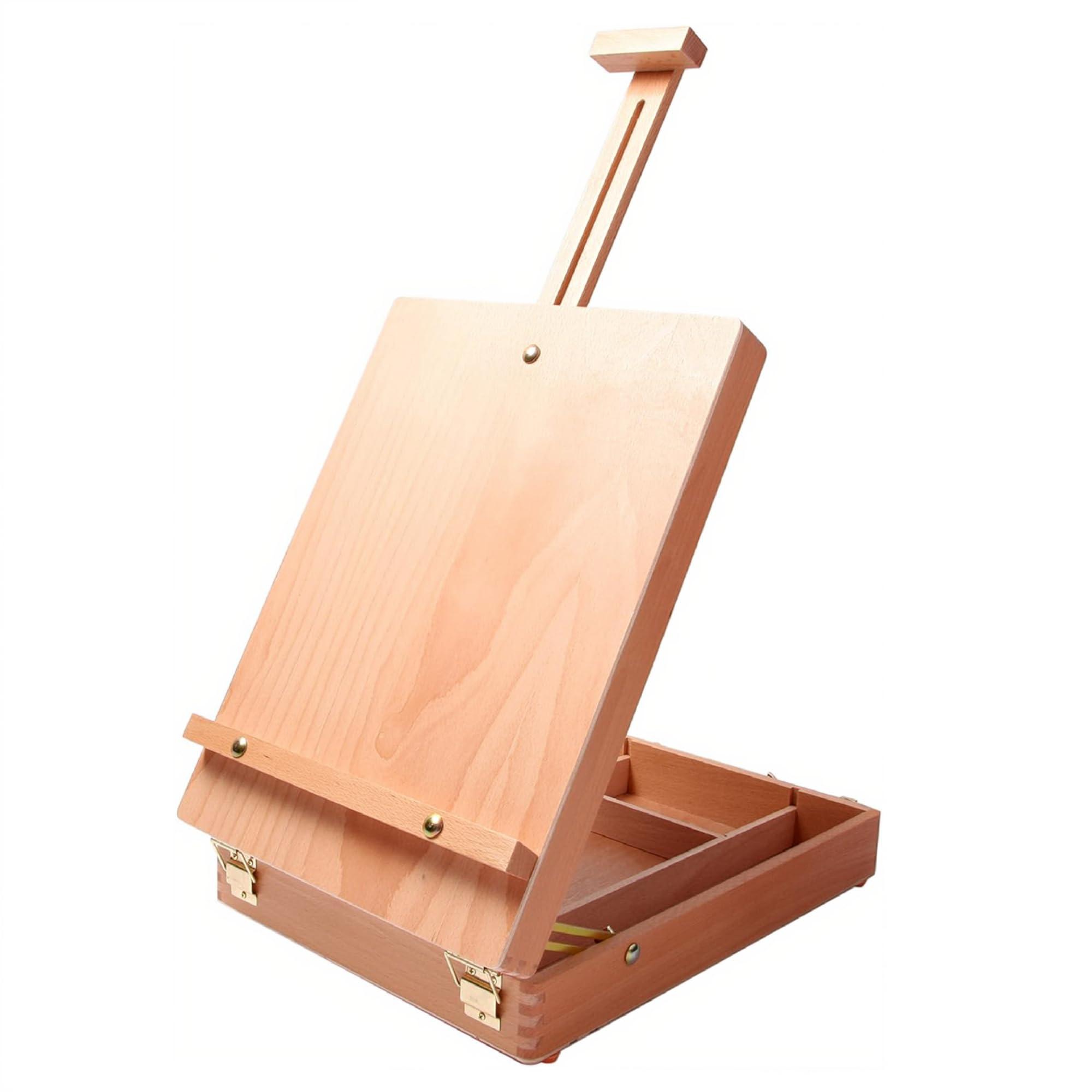 Create Burren Box Easel - Art Supplies Box Easel Sketchbox Painting Storage Box, Adjust Beechwood Desktop Design with Soft Carry Handle for Studio, Table and Field Use
