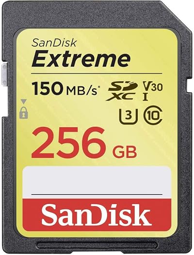 SanDisk Extreme 256GB SDXC U3 V30 Class 10 SD Card SDSDXV5-256G-GNCIN