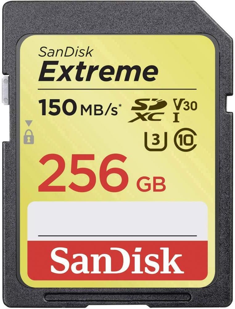 SanDisk Extreme 256GB SDXC U3 V30 Class 10 SD Card SDSDXV5-256G-GNCIN