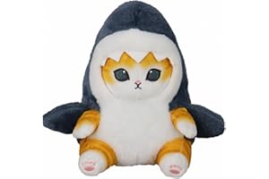 SUNFEDMISS Shark Cat Plush Toy, Cute Fried Shrimp Shark Stuffed Animals Doll, Kawaii Shark Cat Plush Pillow Toy Birthday for Kids Boys Girls (Blue, 8inch)
