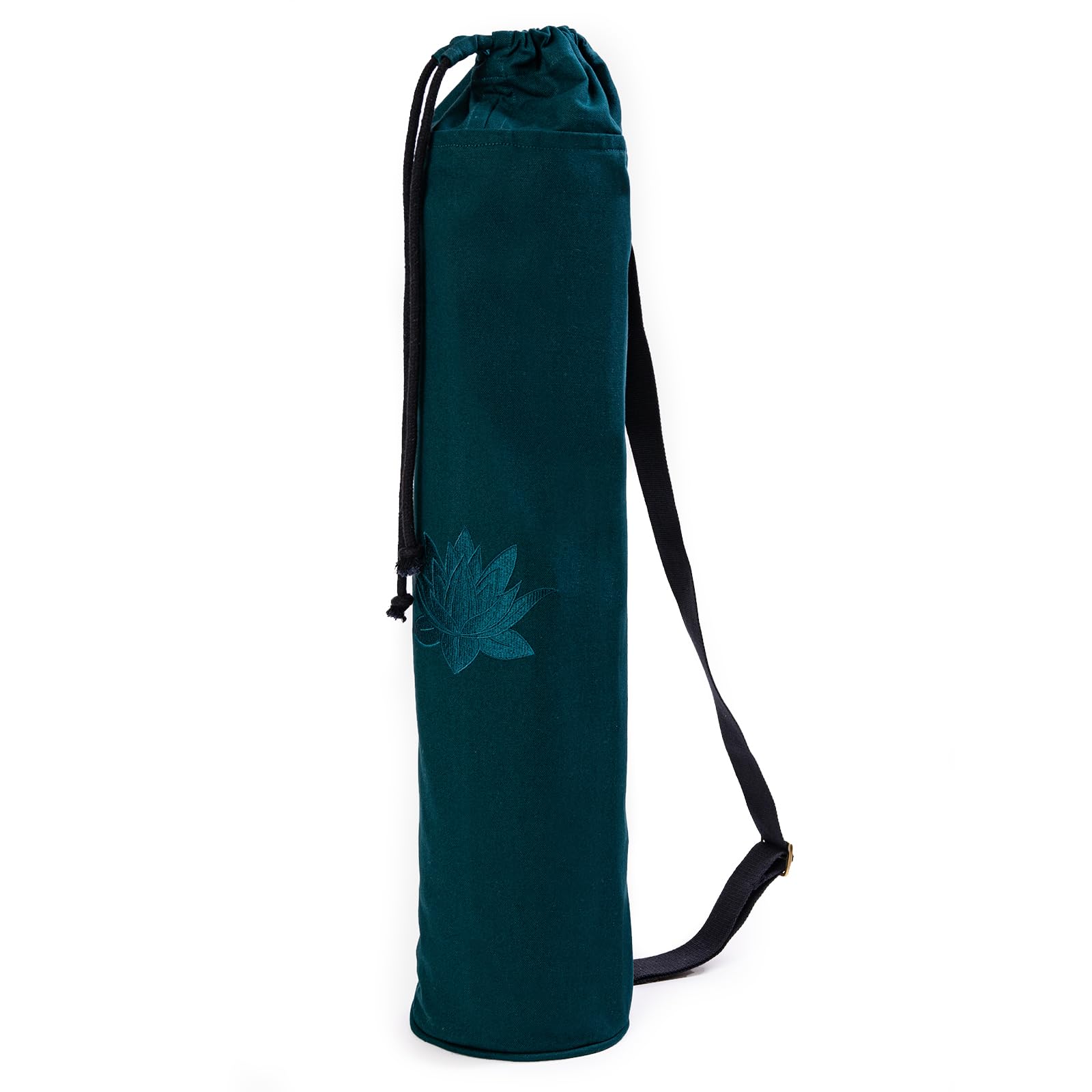 Yoga Studio GOTS Organic Cotton Lotus Yoga Bag with Adjustable, Webbing Shoulder Strap (Teal)