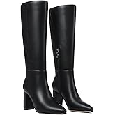 AOSPHIRAYLIAN Knee High Boots Chunky Heel Wide Calf Knee High Boots for Women Pointed Toe with Zipper Block Heel Fashion Dress Womens Shoes