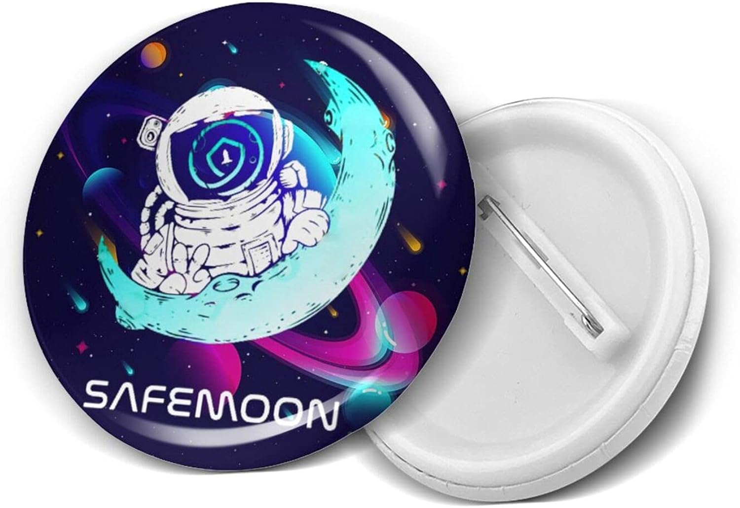 Safemoon Hodl Round Button Badges Metal Pins Custom Bag Clothes Hats: Clothing