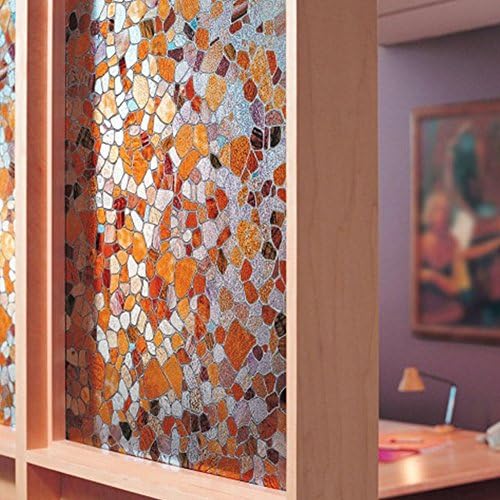 FAVOLOOK Privacy Window Film, Opaque Stained Glass Cling Tinted 45x100CM PVC No Glue 3D Cobble Static Self Adhesive Covering Bath Glass Sticker Home Decor (4 pcs)