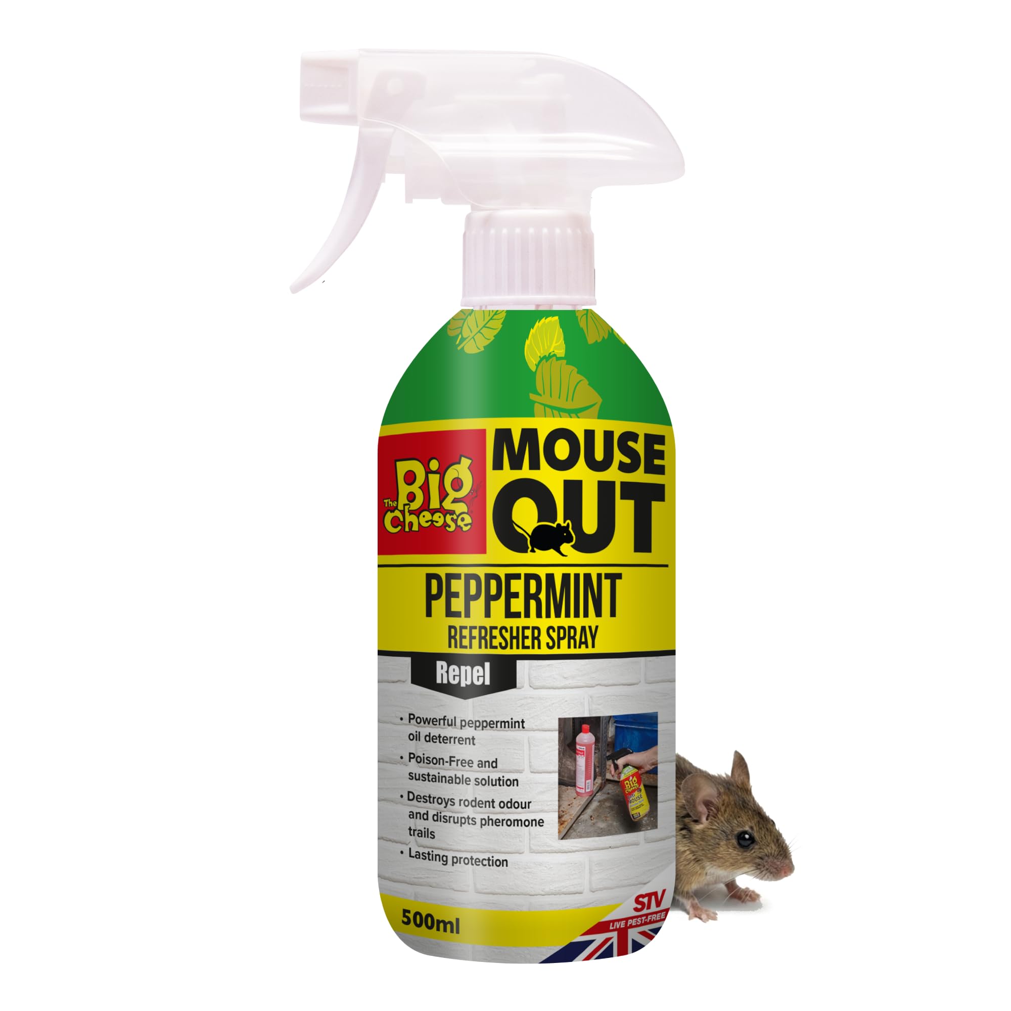 The Big Cheese Anti Mouse Refresher Spray - 500 ml Mouse Biting and Chewing Deterrent/Repellent Mint Scented Non-Toxic Ready-To-Use โ image 1
