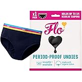 FLO - Period-Proof Undies - Black Hipster Brief - Period Underwear for Women - Organic Cotton - Holds 4 Tampons of Flow
