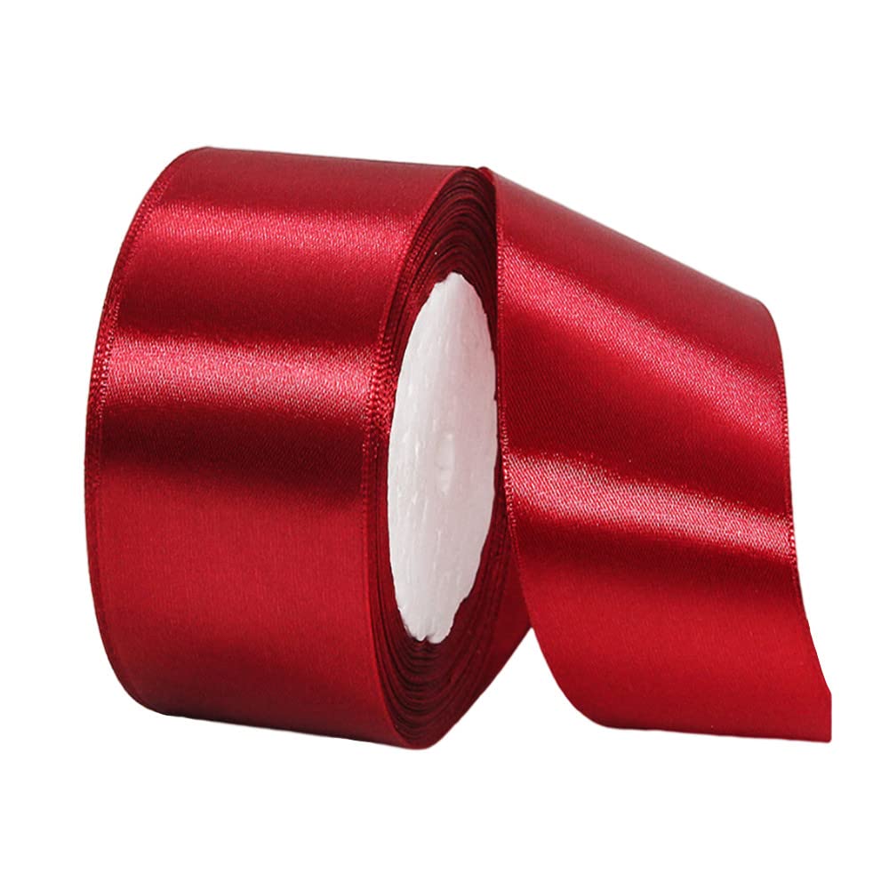 40mm Wide Thick Burgundy Ribbon for Gift Wrapping,22m 1.5Inch Large Fabric Dark Red Satin Ribbon Christmas Ribbons for Crafting,Bouquets,Wedding,Gift Wrapping Bow,Car,Presents,Cake Xmas Decorations — image 1