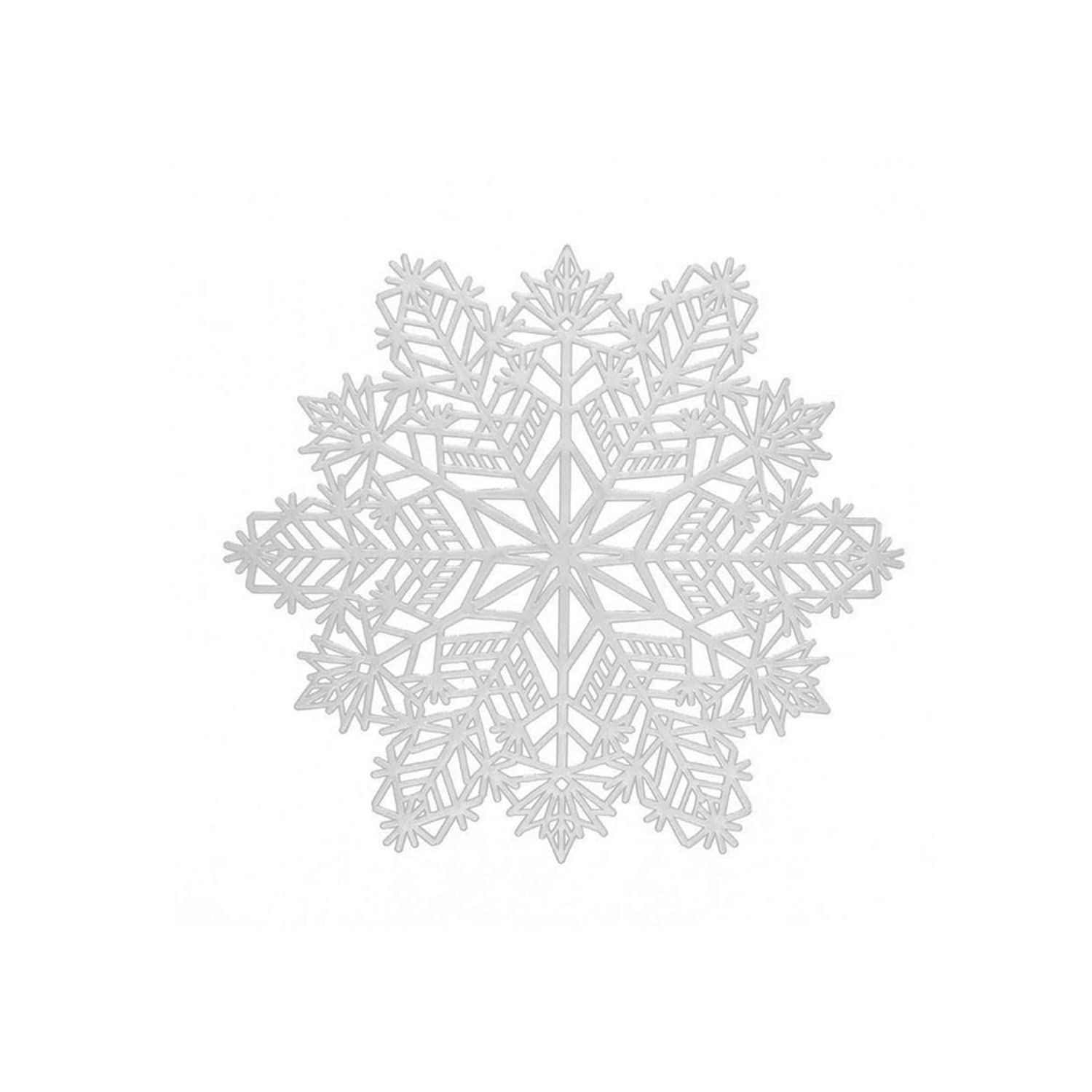 WUBAYI 3 Pieces Christmas Snowflake Placemats Golden Metal Holiday Vinyl Table Mats, Washable, Suitable For Holiday Dinner Table Top Tablecloth Decoration (Silver)
