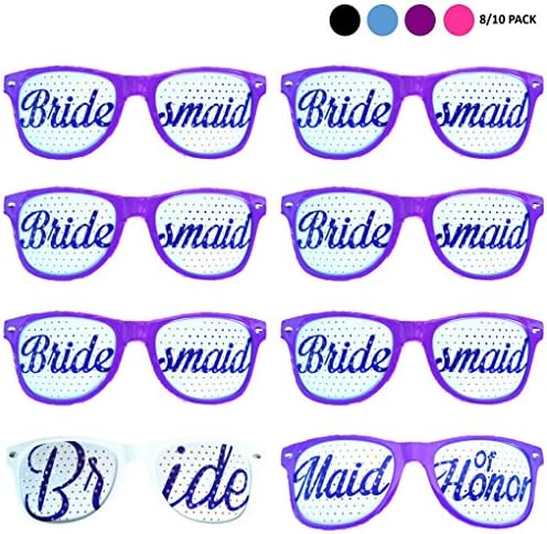 Bachelorette4Ever Set of 10 Bachelorette Party Sunglasses - Party Sunglasses for Wedding, Ceremonies &amp; - (8 pack, Purple)