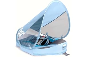 LURUI Baby Floats for Pool with Canopy Removable Sun Protection Canopy Mambobaby Float Non Inflatable Upgrade Add Tail Avoid Flip Waterproof Skin-Friendly Infant Swim Float 3-24 Months