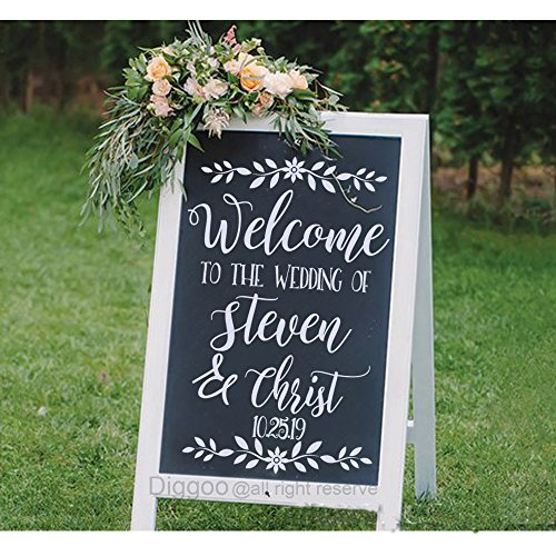 Wedding Decor Sign Welcome Decal Chalkboard Decals Welcome to The Wedding Sign Custom Wedding Name and Date Decal (32" h x 20.5" w Plus Free Welcome Door Decal)