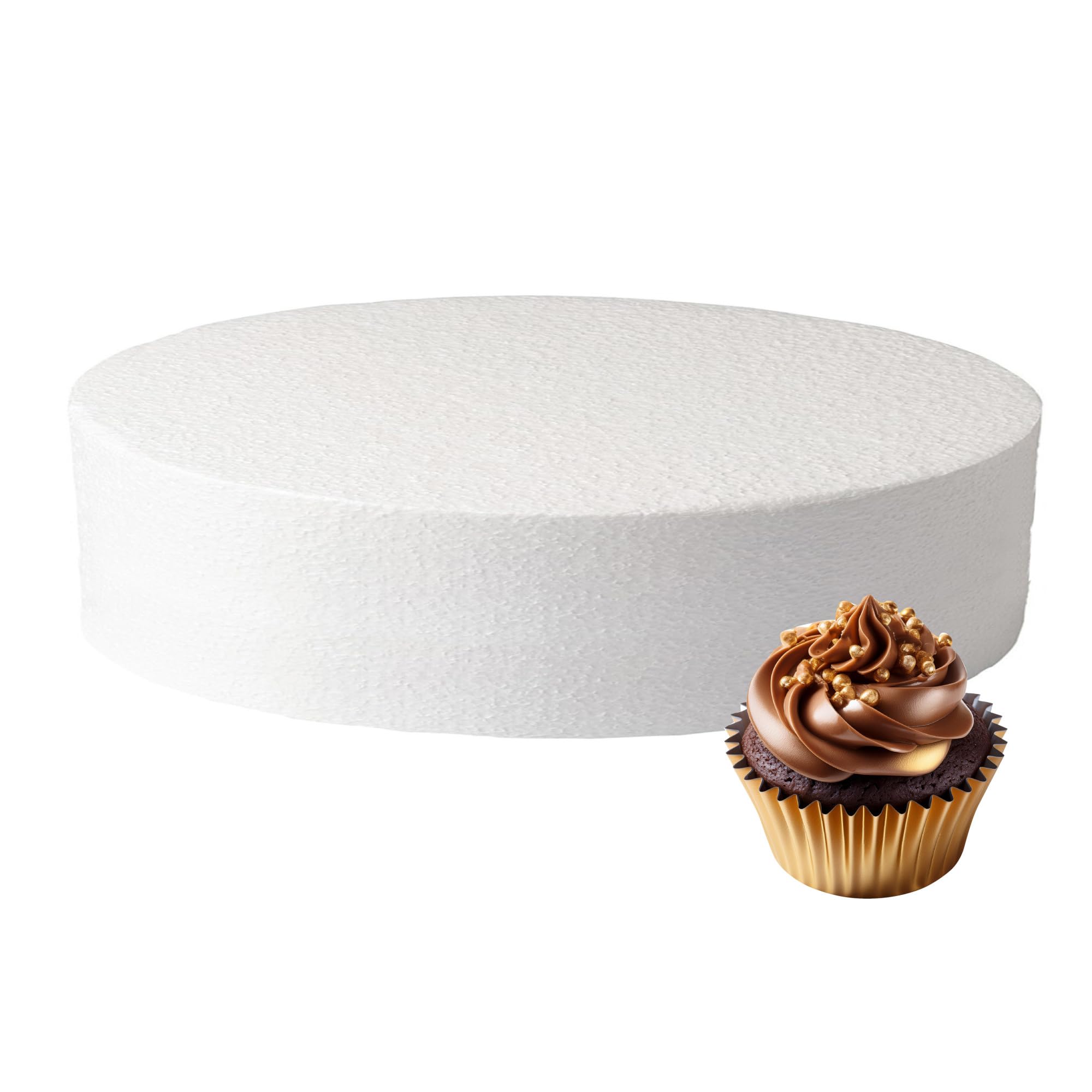 Culpitt 8" x 2" Round Cake Dummy, Square Edge Cake Form, Separator, For Practice or Displays, Smooth Polystyrene