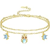 Palpitate Animal Ankle Bracelets for Women 925 Sterling Silver Foot Chain Cute Animals Jewelry Christmas Gifts for Women Her