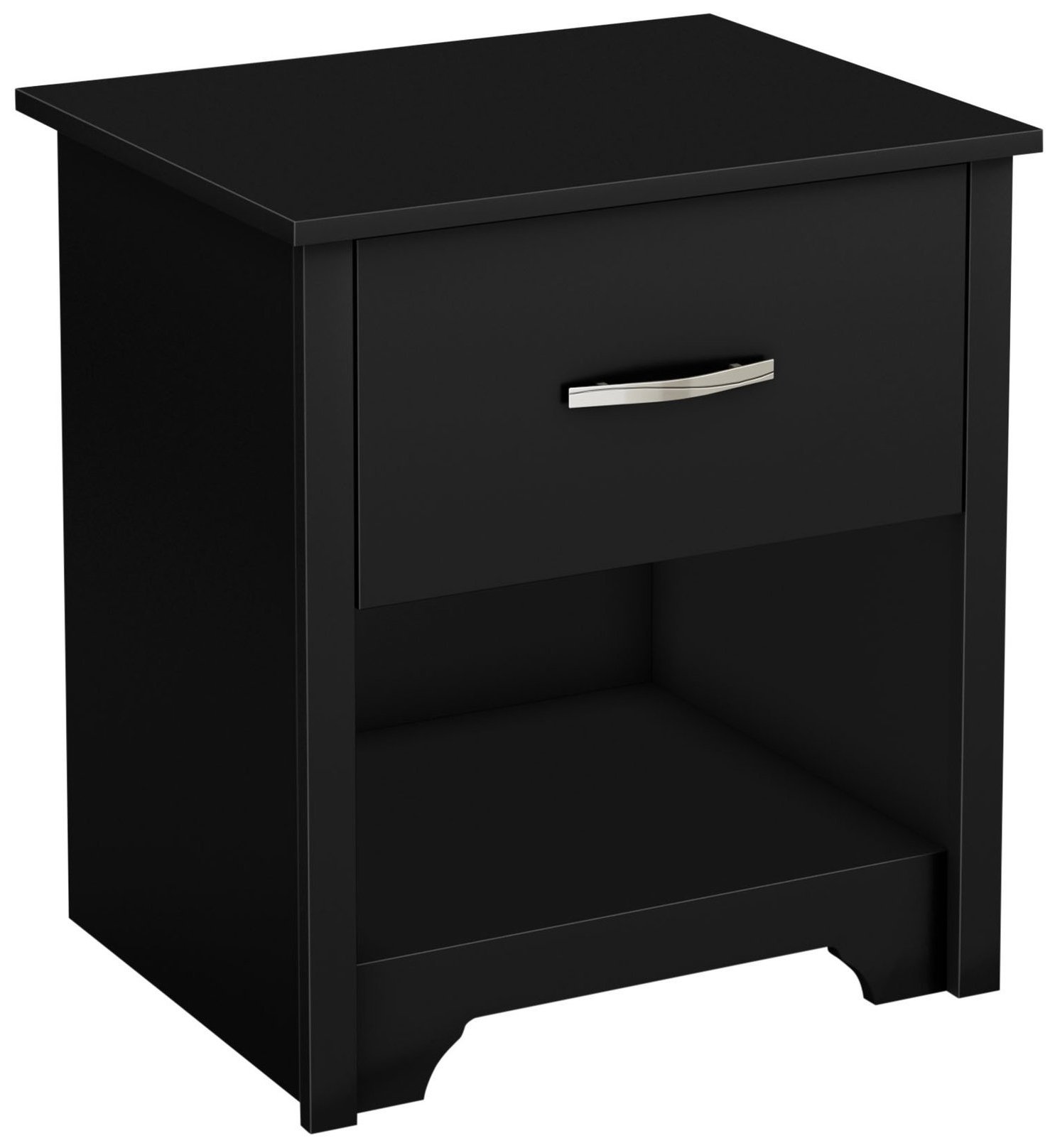 South Shore Furniture Fusion 1-Drawer Nightstand, Pure Black