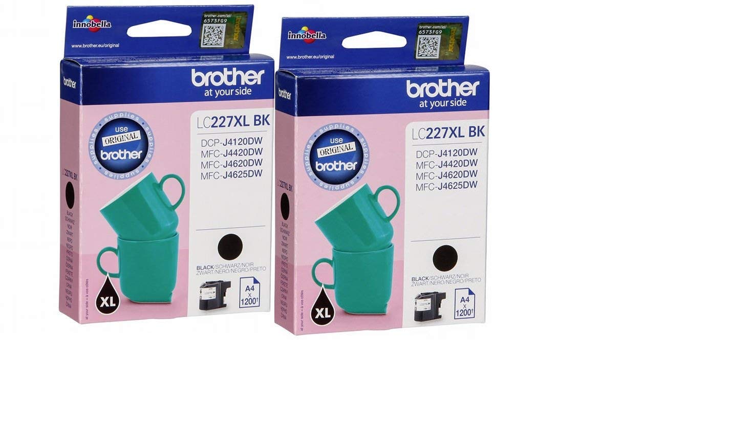 Brother LC-227XLBK Inkjet Cartridge, Black, Twin Pack, High Yield, Includes 2 x Inkjet Cartridges, Brother Genuine Supplies