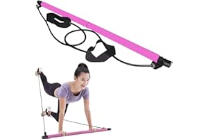 KAKALOTE Pilates Bar Kit with Resistance Bands, at Home Workout Equipment Resistance Bands, Multifunctional Pilates Bar for Women & Men Gym Yoga Fitness Strength Training