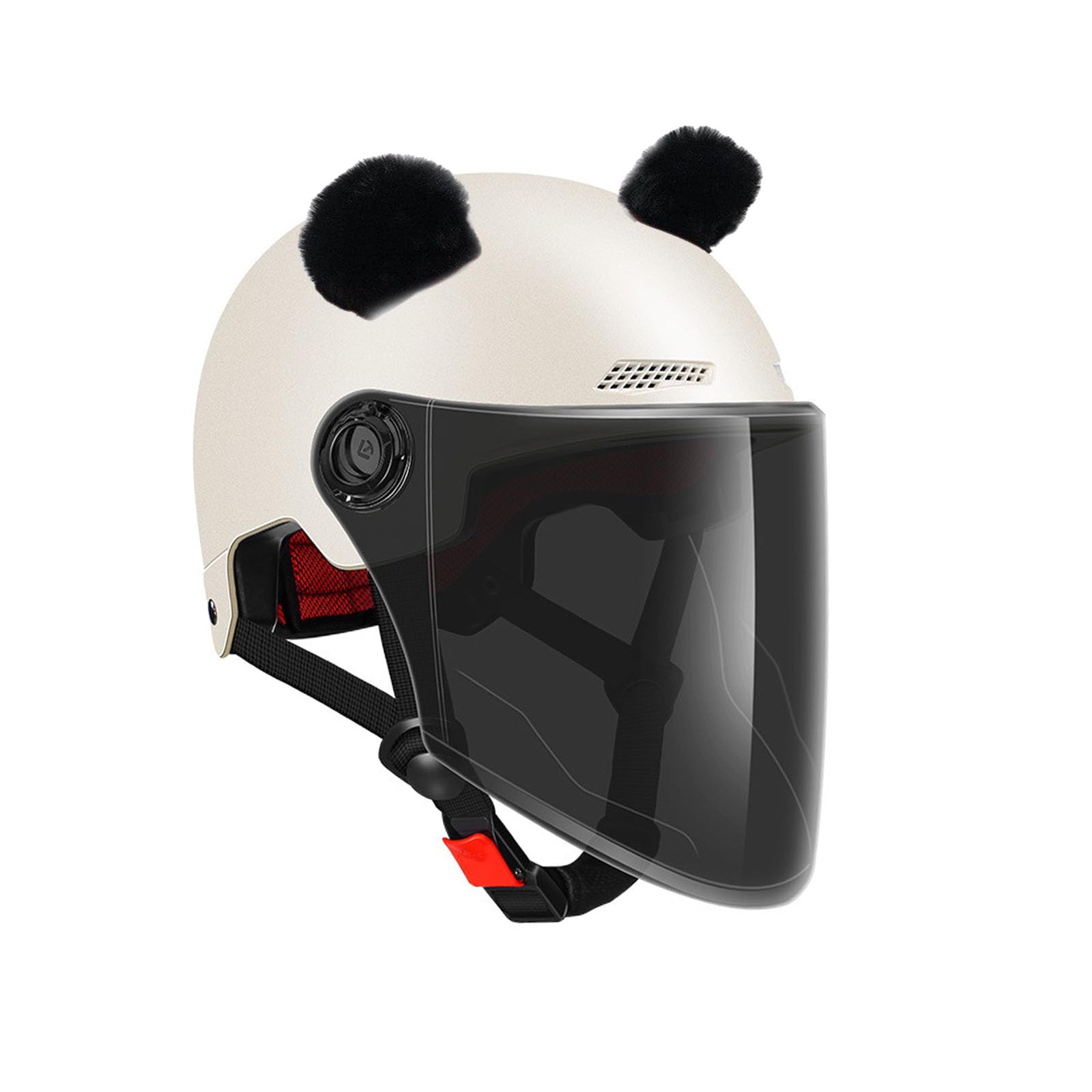 Golden Apple Cute Fuzzy Bear Ear Motocycle Helmet Decor with Sticker Plush Ski Helmet Bike Helmet Accessory Decoration (Black)