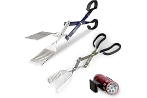 BBQ Croc 3-in-1 Barbecue Tool Pack - 15-inch & 18-inch with Light - Extra Light Tongs, Spatula and Grill Scraper (18 inch + 1