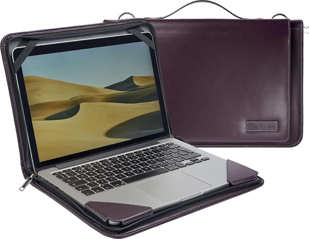 Broonel Purple Leather Laptop Messenger Case Dell Latitude 13 5320 2-in-1 13.3"