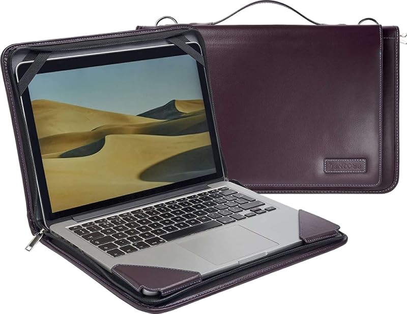 Broonel Purple Leather Laptop Messenger Case Dell Latitude 13 5320 2-in-1 13.3"