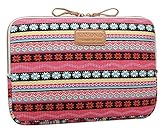 Kayond Red Snowflake Style Canvas Fabric 15-15.6 Inch for Laptop / Notebook Computer / Macbook Pro Sleeve Case Bag Cover, Ice Cream (15-15.6 Inches, Red Snowflake)