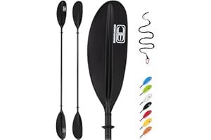 OCEANBROAD Adjustable Carbon Fiber Kayak Paddle 86in/220cm to 94in/240cm Kayaking Oar for Adults with Paddle Leash 1 Paddle