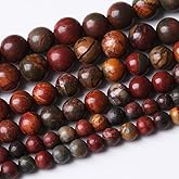 48PCS 8MM Natural Picasso Jasper Round Loose Stone Beads for Jewelry Making DIY Energy Stone Healing Power Bracelet 15"