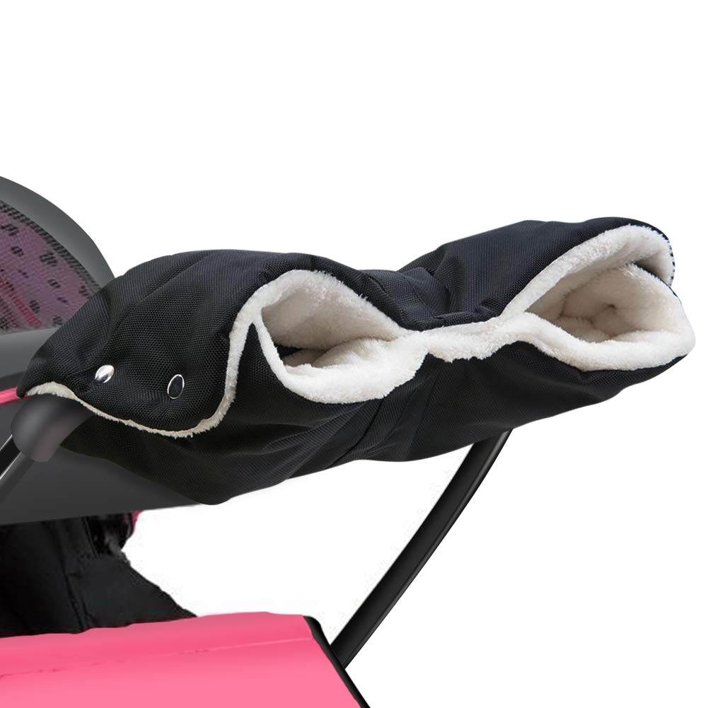 Kinderwagen Handwärmer,DIAOPROTECT Kinderwagen Handschuhe Handmuff mit Fleece Innenseite,Kinderwagenmuff Atmungsaktiv Wasserfest Winddicht, Universalgröße für Kinderwagen Buggy,Radanhänger(Schwarz)