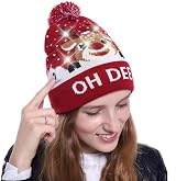 SHOKAN 2 Pack LED Christmas Hat Light-Up Knitted Cap Kids Adults Holiday Party view 6