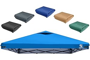 UNICAMPER 10x10 Pop Up Canopy Replacement Top Cover with Air Vent for Straight Leg Canopy Tent, Waterproof for Outdoor Garden Patio Camping Sun Shade(Top Only) (Light blue, 1)